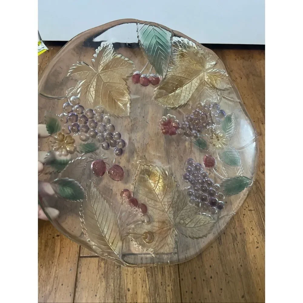 Vintage Savoir Vivre Wild Orchard Chablis Crystal Fruit Bowl/Plate
